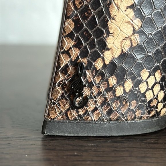 Sam Edelman Brown Snake Print heeled Ankle Boots 8.5M - Picture 9 of 13